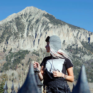 "1876" Hat - Black & White Wool With Red Lining