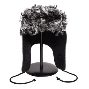 "1876" Hat - Black & White Wool With Black Lining & Fuzzy Brim