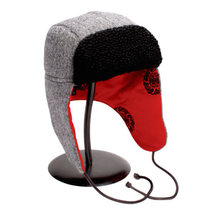 "1876" Hat - Black & White Wool With Red Lining