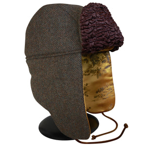 "1876" Hat - Green-Brown Wool-Cashmere With Gold Lining