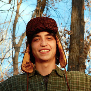 "1876" Hat - Green-Brown Wool-Cashmere With Gold Lining