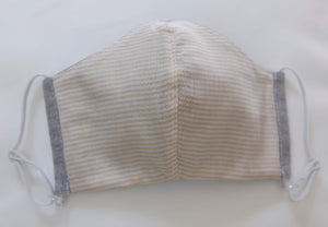 Organic Cotton Reversible Fitted Face Mask - Solid Grey-Yellow Stripes