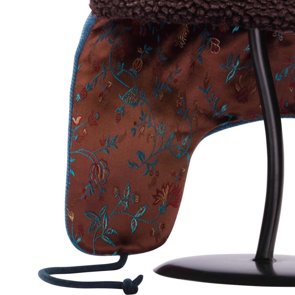 "1876" Hat - Light Blue Wool With Brown-Teal-Rose Floral Lining