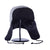 Image of a black and white wool Trapper of Colorado brand dressy "trapper hat" or "bomber hat" with black satin lining and  black faux fur vegan brim for men or women to wear
