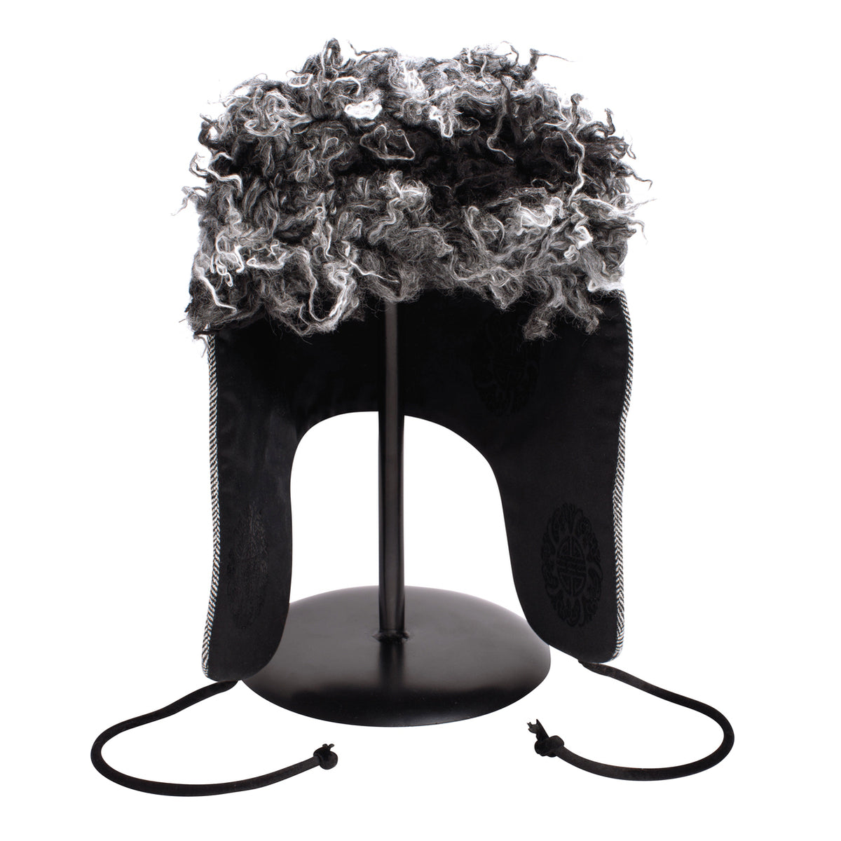 "1876" Hat - Black & White Wool With Black Lining & Fuzzy Brim