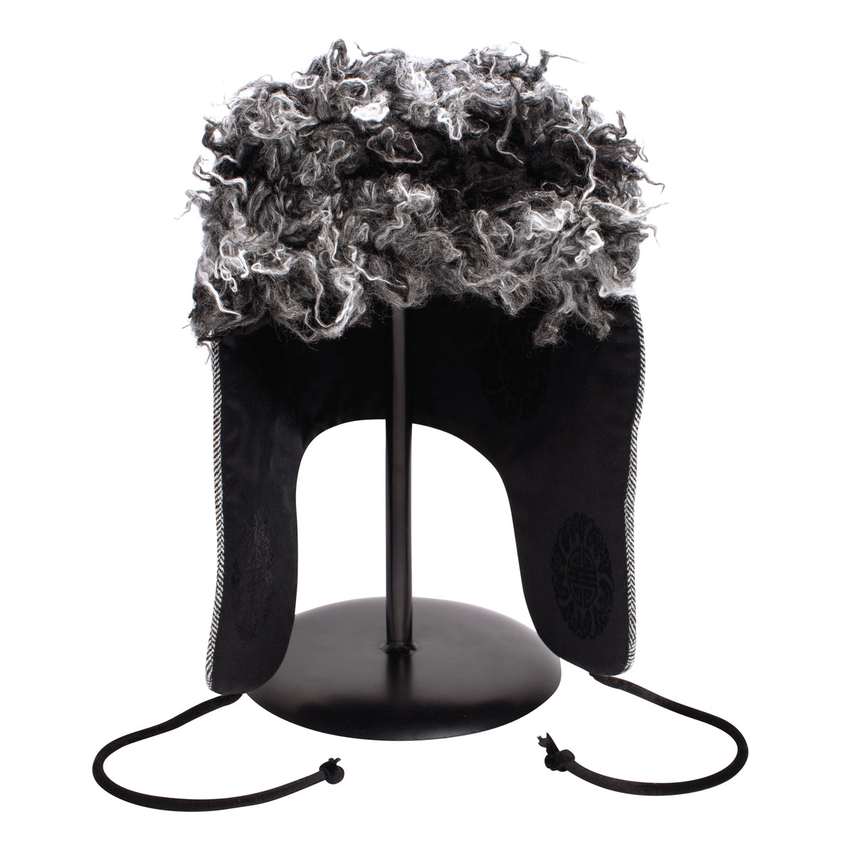 "1876" Hat - Black & White Wool With Black Lining & Fuzzy Brim