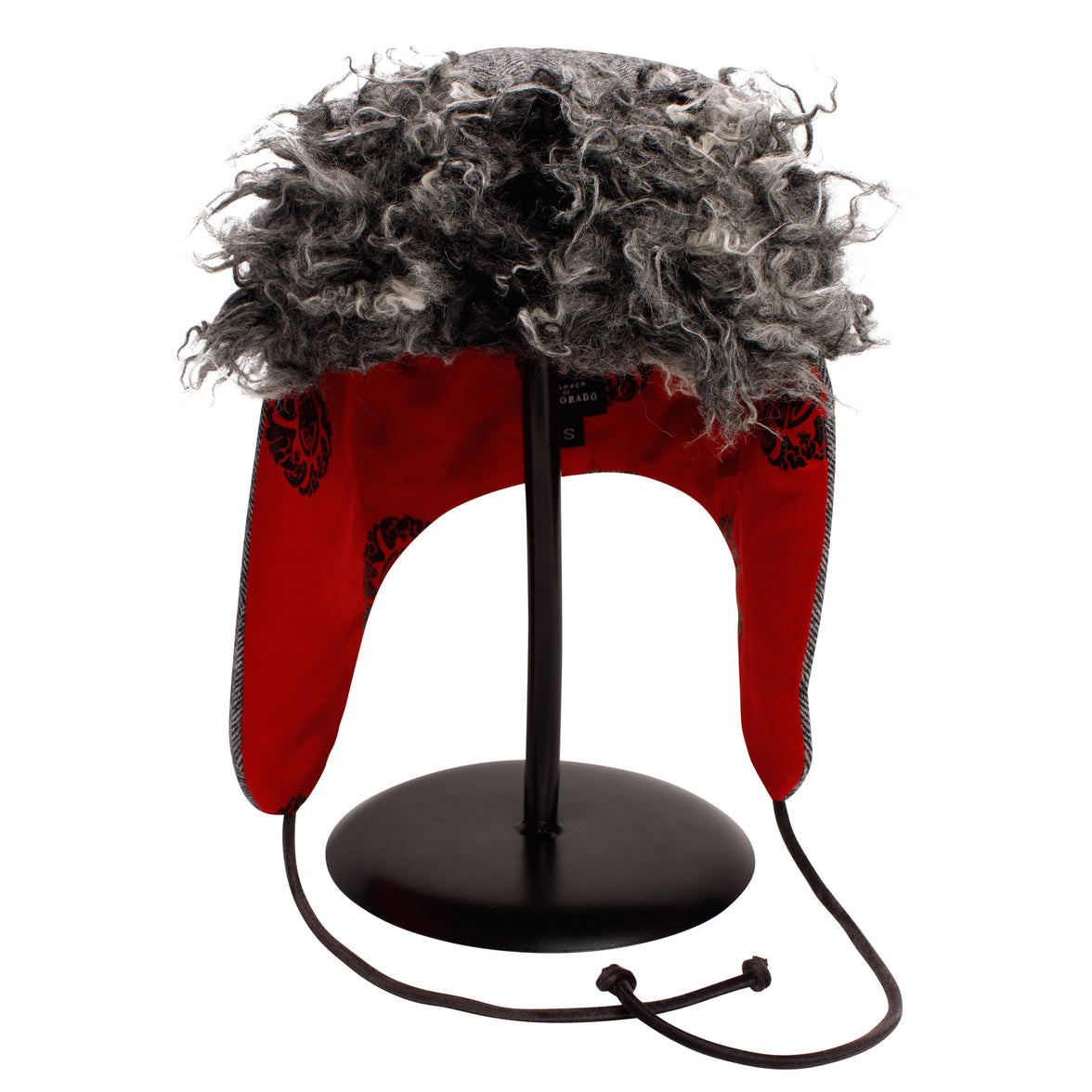 "1876" Hat - Black & White Wool With Red Lining & Fuzzy Brim