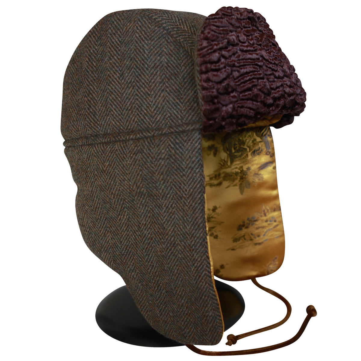 "1876" Hat - Green-Brown Wool-Cashmere With Gold Lining