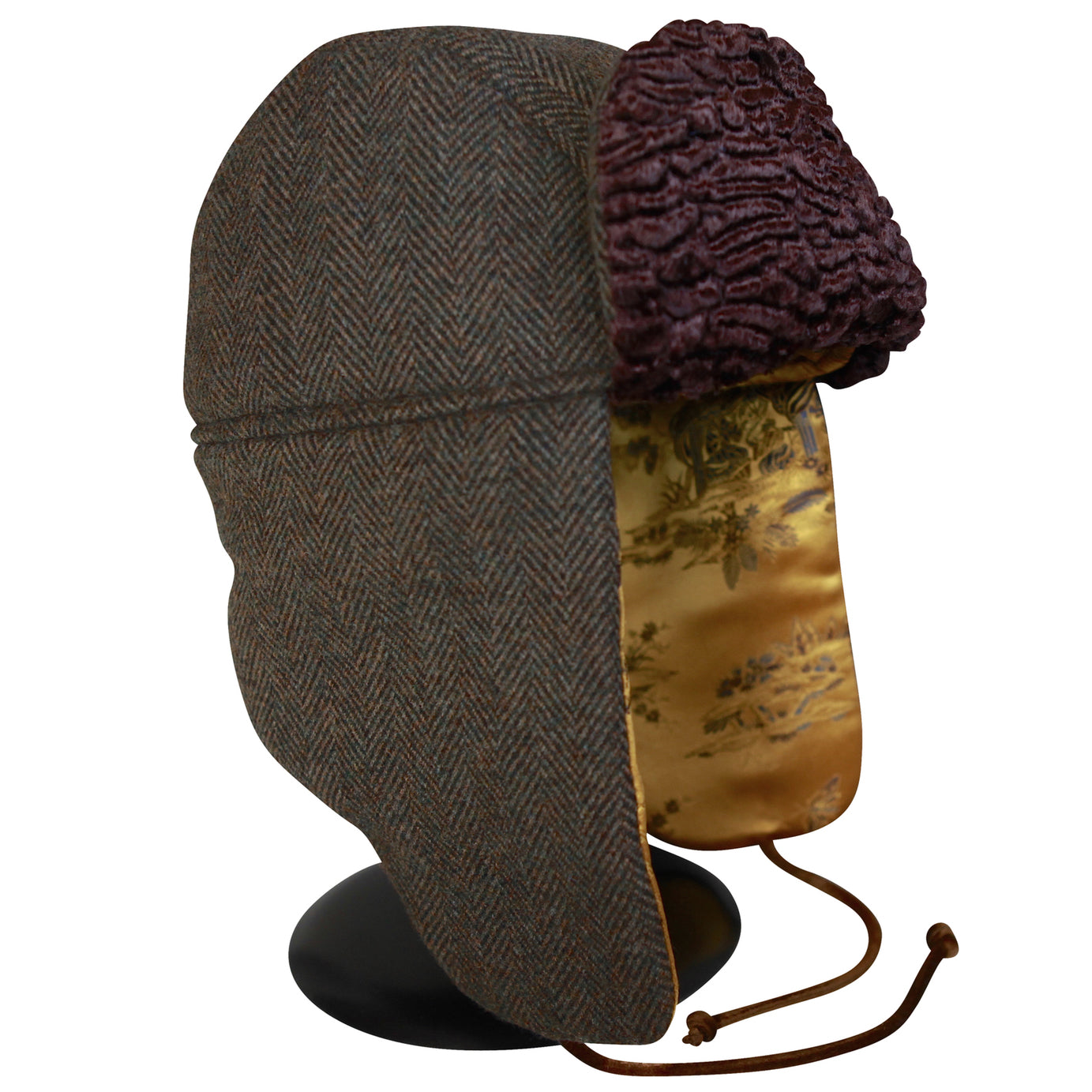 "1876" Hat - Green-Brown Wool-Cashmere With Gold Lining