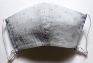 Organic Cotton Reversible Fitted Face Mask - Blue-White Dots