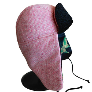 "1876" Hat - Pink Wool Trapper Hat With Butterfly Lining