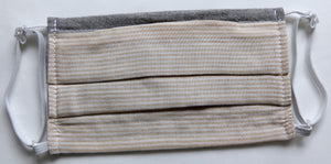 Organic Cotton Reversible Accordion Face Mask - Grey-Yellow Stripes
