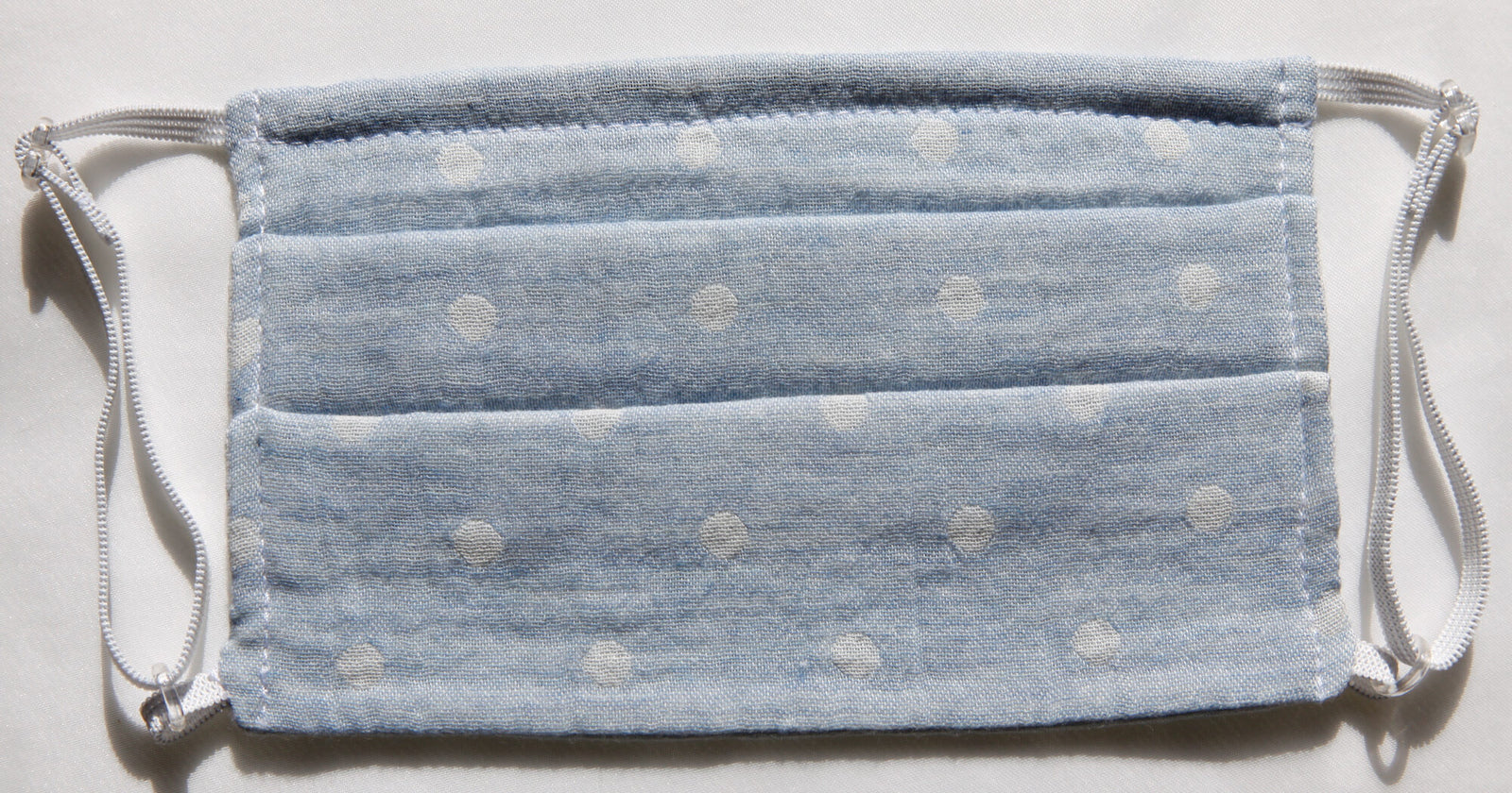 Organic Cotton Reversible Accordion Face Mask - Blue-White Dots