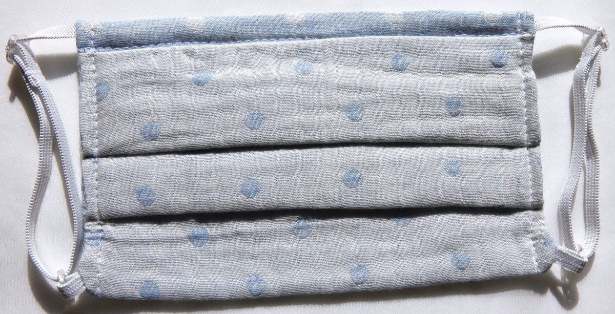 Organic Cotton Reversible Accordion Face Mask - Blue-White Dots