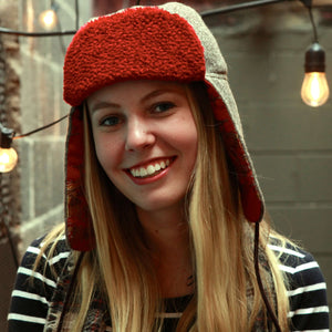 "1876" Hat - Brown-Cream Wool With Red-Gold Lining