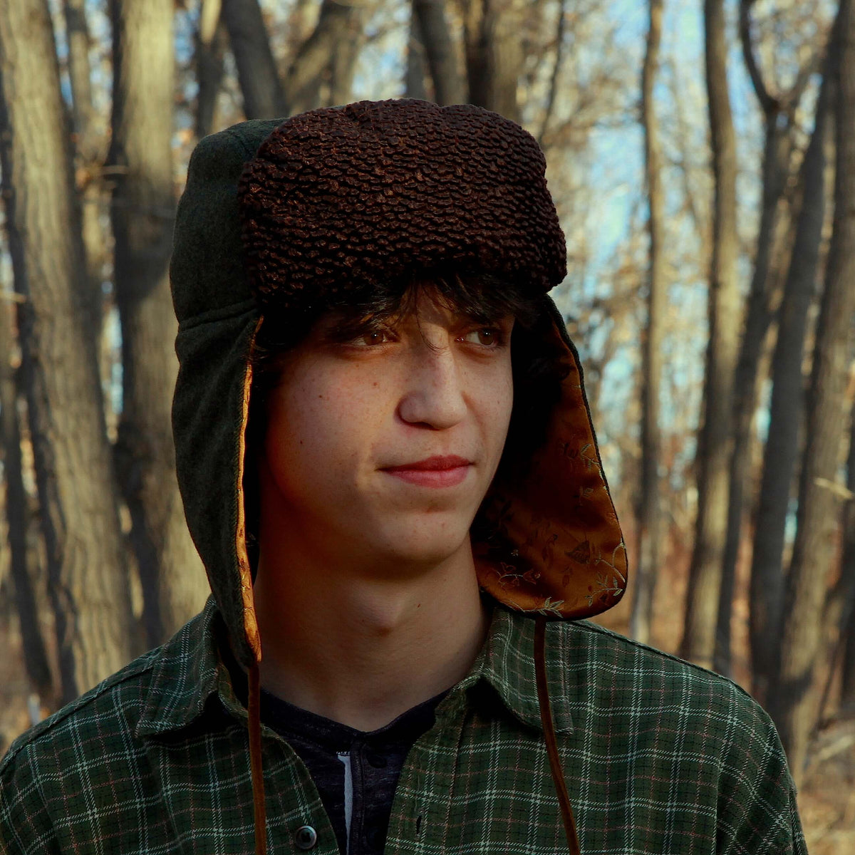 "1876" Hat - Pine Green Wool With Gold Lining