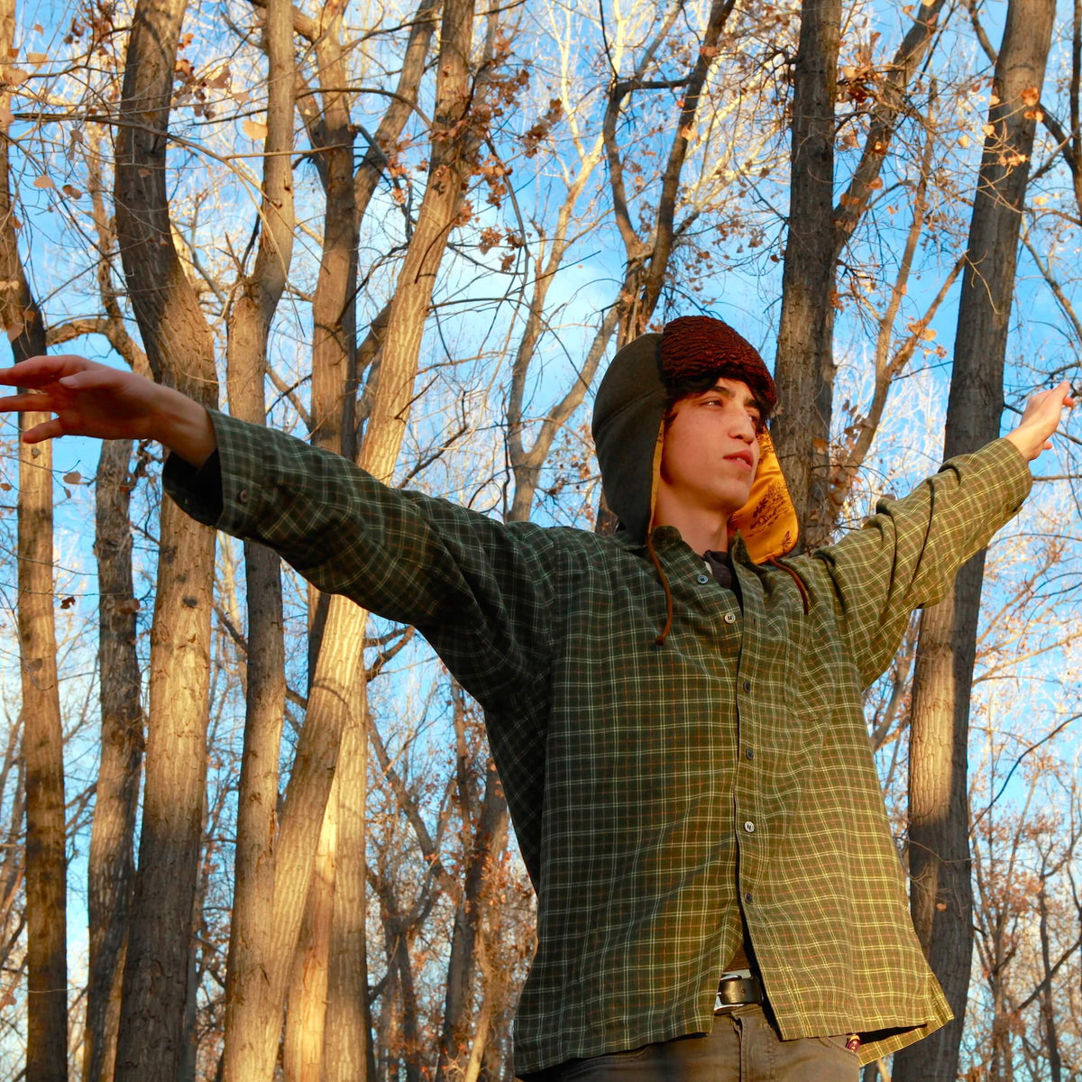 "1876" Hat - Green-Brown Wool-Cashmere With Gold Lining