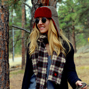 "1876" Hat - Brown-Cream Wool With Red-Gold Lining