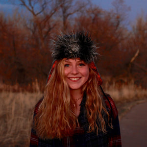 "1876" Hat - Black & White Wool With Red Lining & Fuzzy Brim