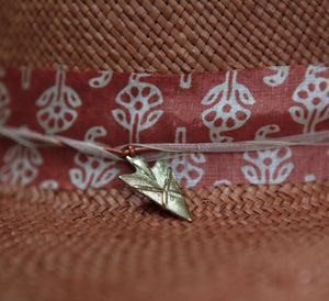 "High Noon" Hat - Terra Cotta Straw with Orange Silk Band & Gold Arrowhead Pendant